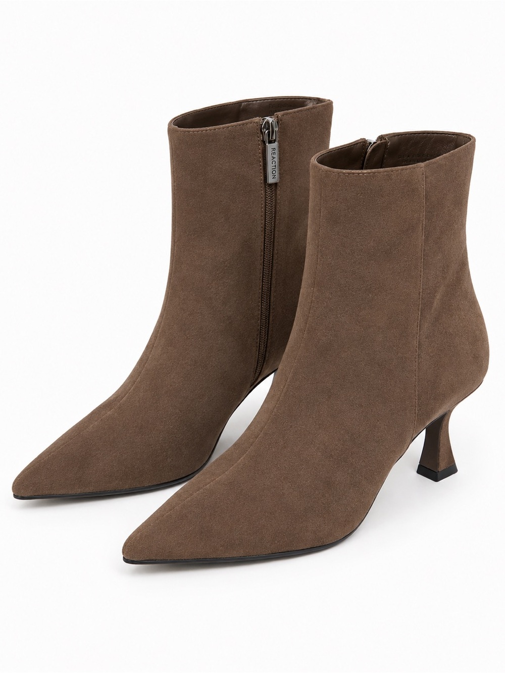 250. Reaction Kenneth Cole Taupe Suede Pointed-Toe Ankle Boots